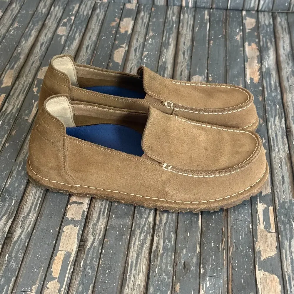 Birkenstock Utti Mens Slip On Moccasin Shoes 9.5 Brown Leather Suede Comfort NEW - Picture 4 of 10